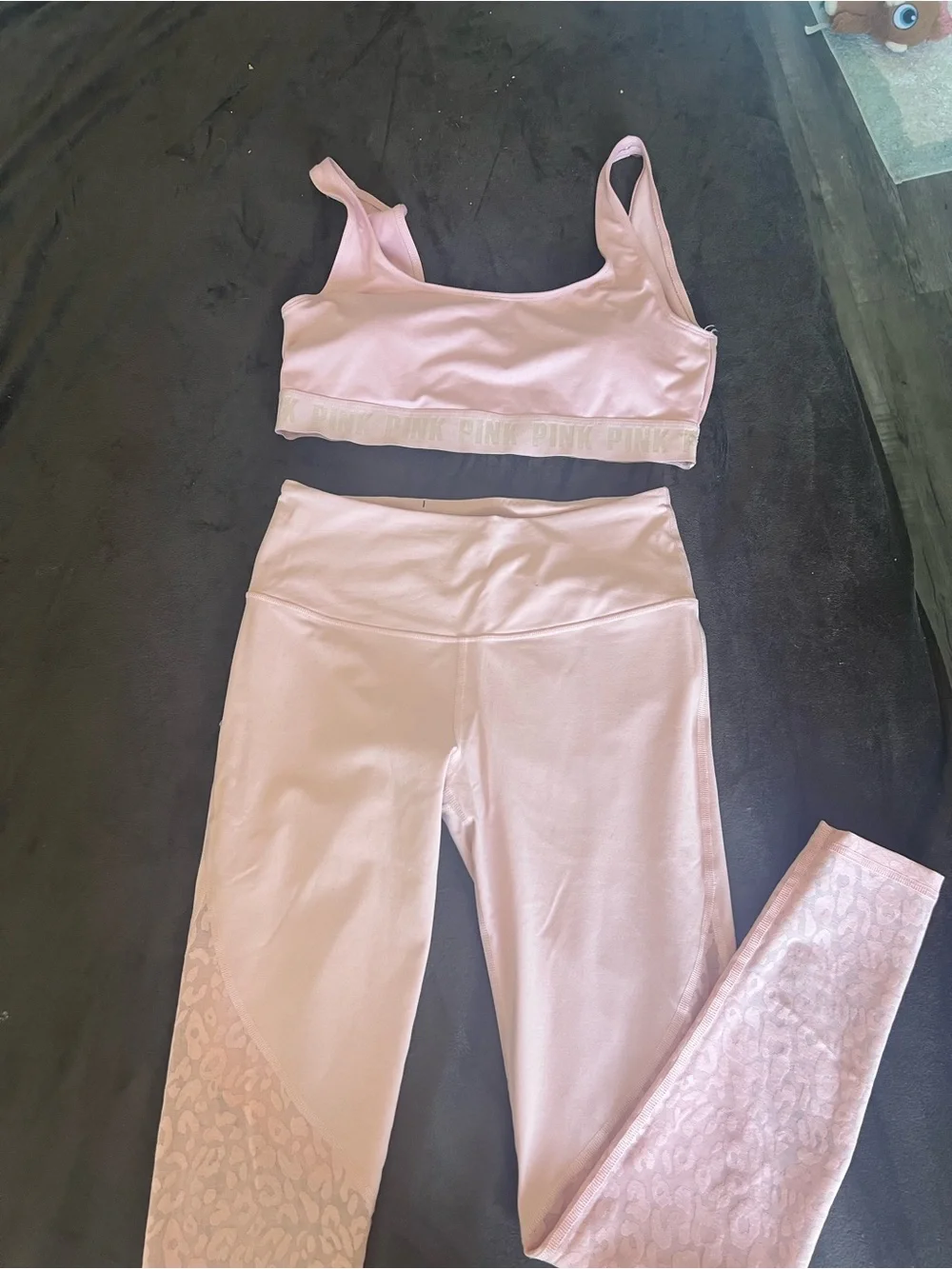 PINK Victoria's Secret Pale Pink Seamless Sports Bra & Leggings Set